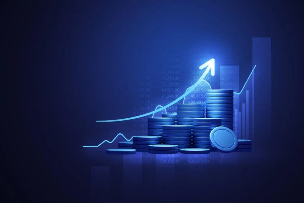 Upward trending market chart representing long-horizon compounding